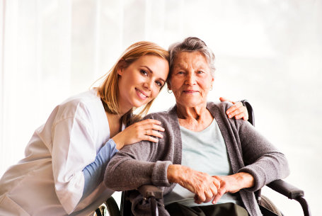 Caregiver wanted to take a photo together with the elder woman